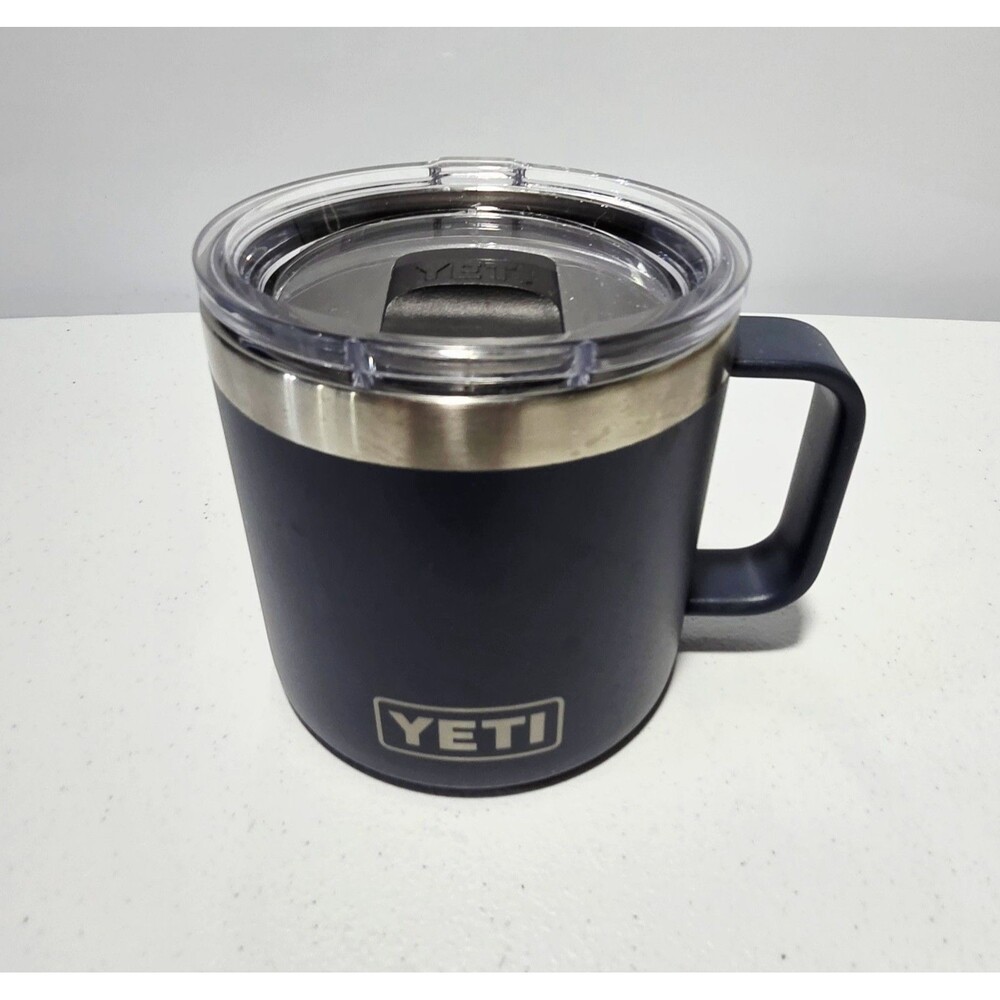 YETI Rambler 14oz Stainless Vacuum Insulated Mug With Lid Navy Blue EUC